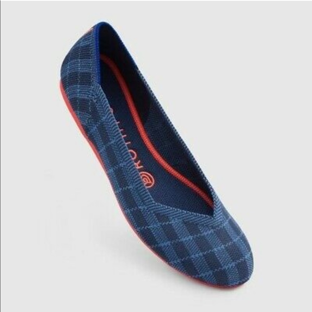 RARE Rothy’s Indigo Gingham Flats